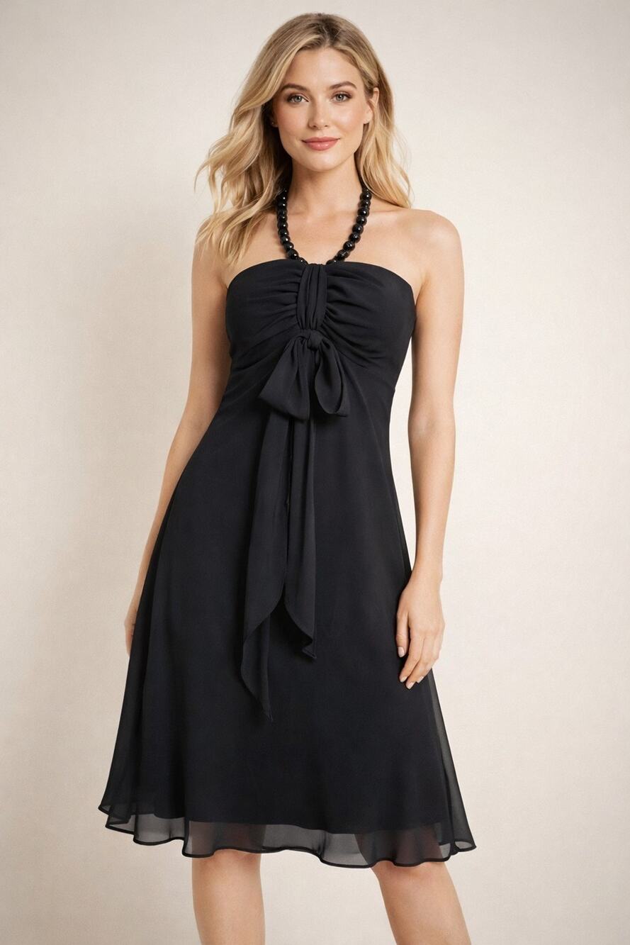 White House Black Market Halter Chiffon Cocktail Dress 6 Flowy Elegant Datenight